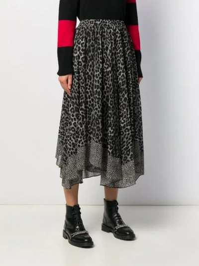 Shop Michael Michael Kors Leopard Georgette Scarf Skirt In Black