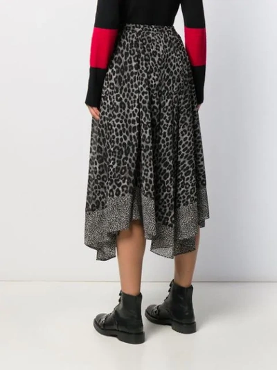 Shop Michael Michael Kors Leopard Georgette Scarf Skirt In Black