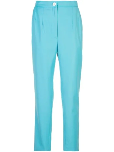 Shop Natasha Zinko Cropped Tapered Trousers In Blue