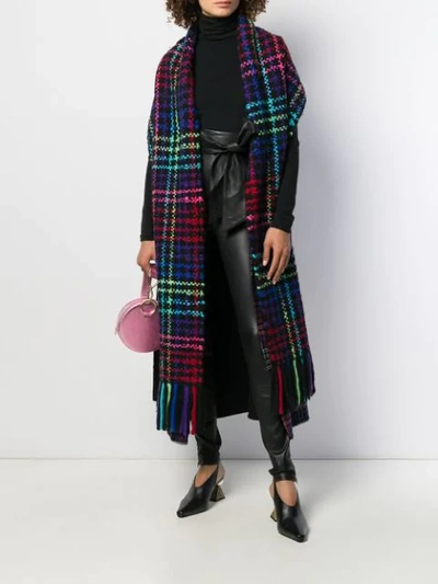 Shop Gabriela Hearst Neon Plaid Coat In Black