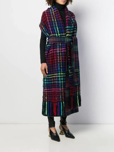 Shop Gabriela Hearst Neon Plaid Coat In Black