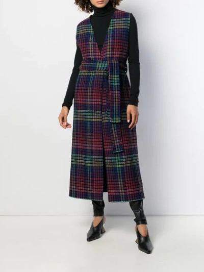 Shop Gabriela Hearst Neon Plaid Coat In Black