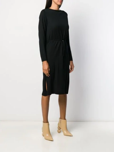 Shop Allude Drawstring Waist Knitted Dress In 90 Black