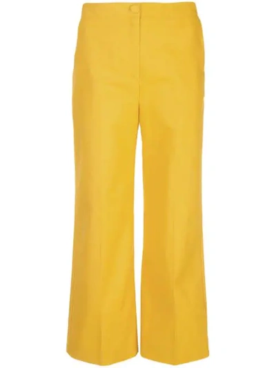 Shop Alexa Chung Cropped Wide Leg Trousers In Yellow