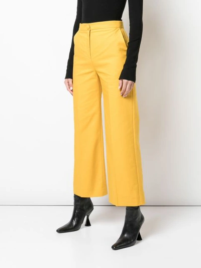 Shop Alexa Chung Cropped Wide Leg Trousers In Yellow