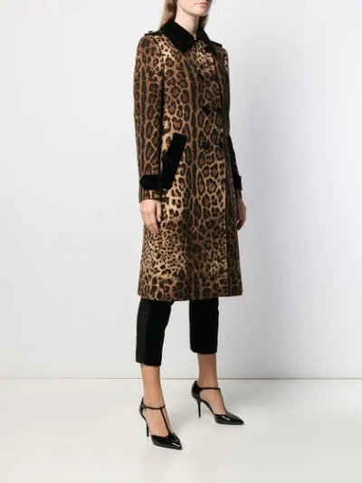 Shop Dolce & Gabbana Leopard Print Trench Coat In Brown
