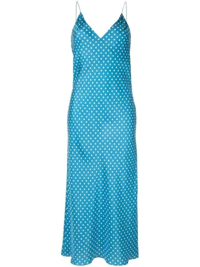 Shop Walk Of Shame Polka Dot Silk Slip Dress In Blue