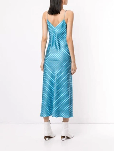 Shop Walk Of Shame Polka Dot Silk Slip Dress In Blue