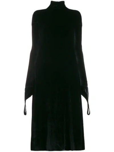 Shop Aganovich High Neck Shift Dress In Black