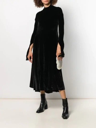 Shop Aganovich High Neck Shift Dress In Black