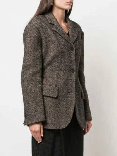 Shop Zanini Fitted Herringbone Blazer In Brown