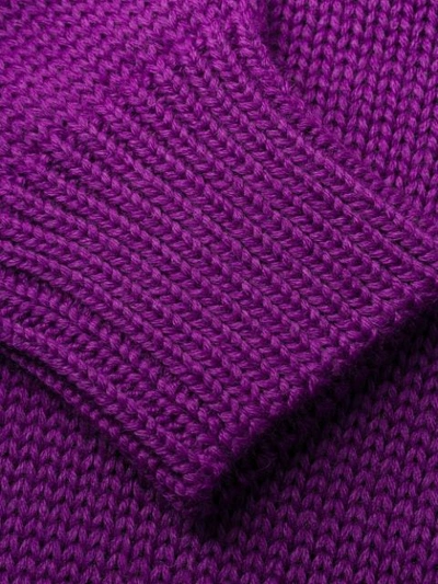 Shop Gcds Kurzer Intarsien-pullover Mit Logo In Purple