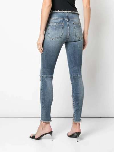 Shop Ben Taverniti Unravel Project Lace-up Mid-rise Skinny Jeans In Blue