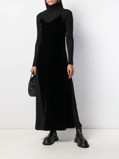 Shop Andrea Ya'aqov Layered Velvet Dress In Black