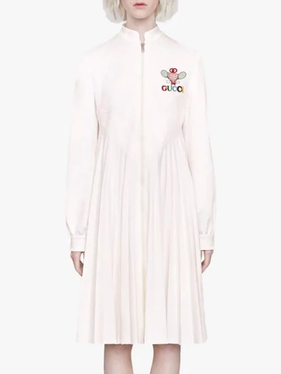 GUCCI EMBROIDERED LOGO PLEATED TENNIS DRESS - 白色