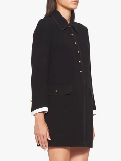 Shop Miu Miu Wool Knit Coat In Black