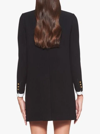 Shop Miu Miu Wool Knit Coat In Black