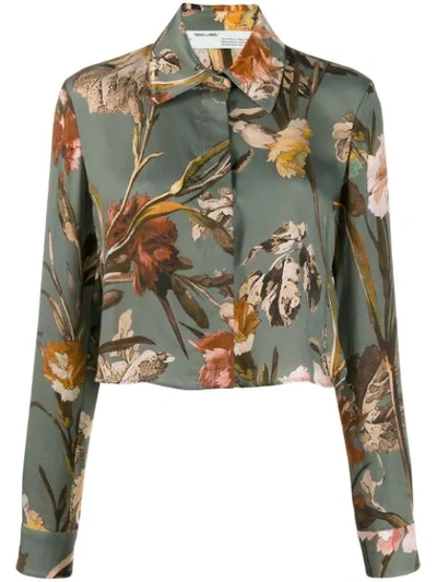 Shop Off-white Floral Print Shirt In Green