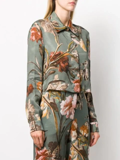 Shop Off-white Floral Print Shirt In Green
