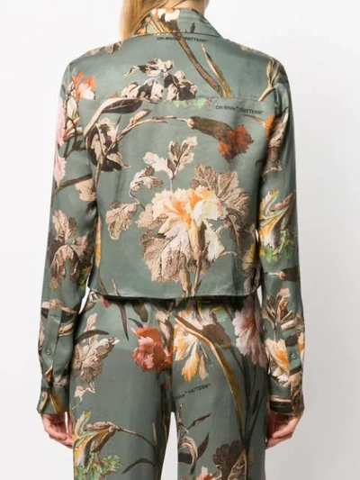 Shop Off-white Floral Print Shirt In Green