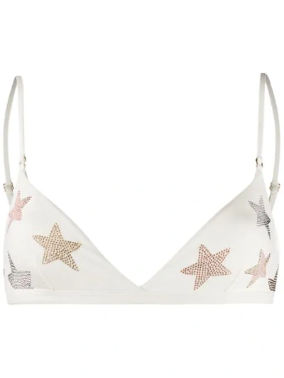 Shop Stella Mccartney Star-embellished Bikini Top In Neutrals