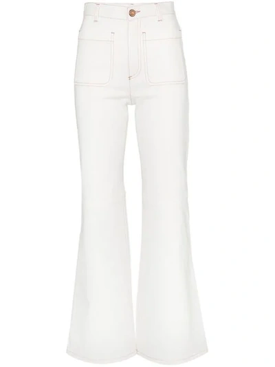 Shop See By Chloé Flared Panel Jeans - White