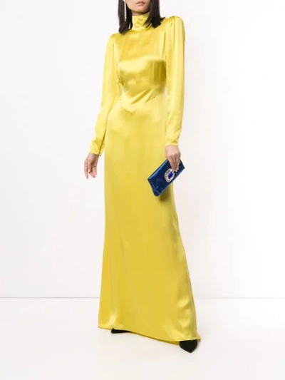 Shop Alessandra Rich Long Sleeve Full Length Dress In Yellow