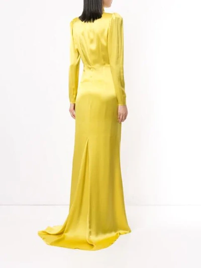 Shop Alessandra Rich Long Sleeve Full Length Dress In Yellow