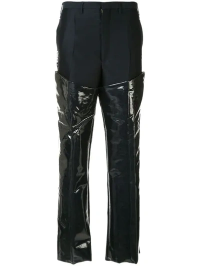 Shop Toga Patent Panelled Trousers In Blue