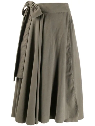 Shop Maison Flaneur Knotted Draped Midi Skirt In Grey