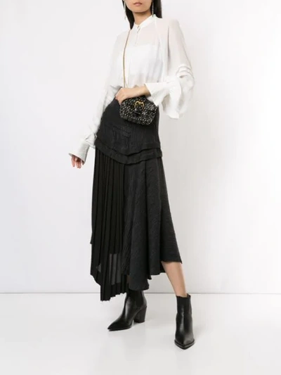 Shop Aje April Panelled Asymmetric Skirt In Black