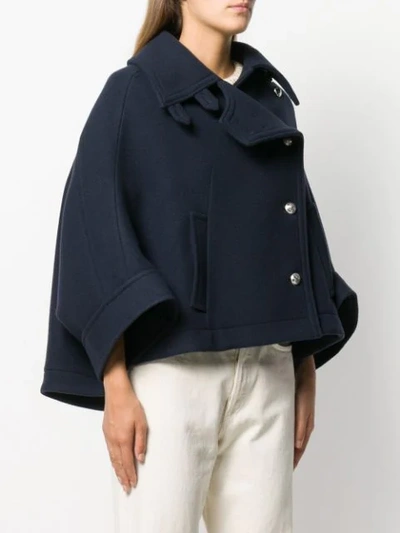 Shop Chloé Oversized Short Cape In 48m Abyss Blue