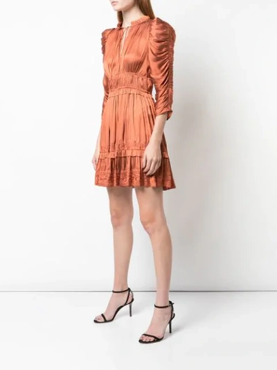 Shop Ulla Johnson Luisa Ruched Mini Dress In Orange