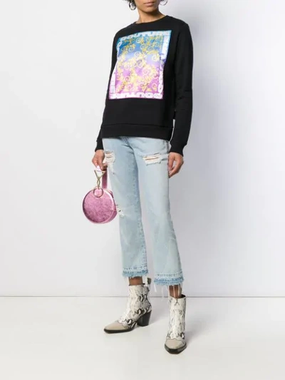 Shop Versace Jeans Couture Graphic Print Sweatshirt In Black