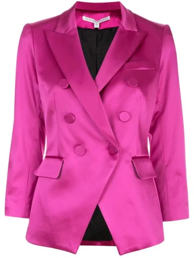 Shop Veronica Beard Fitted Double Breasted Blazer In Pink