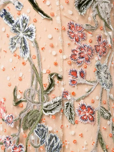 Biyan Floral-embroidered Tulle Gown In Neutrals