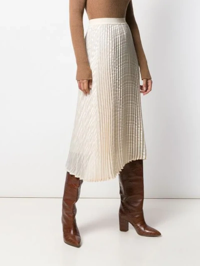 Shop Semicouture Printed Pleated Midi Skirt In Neutrals