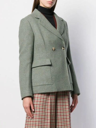 Shop Holland & Holland Double-breasted Fitted Blazer In Green