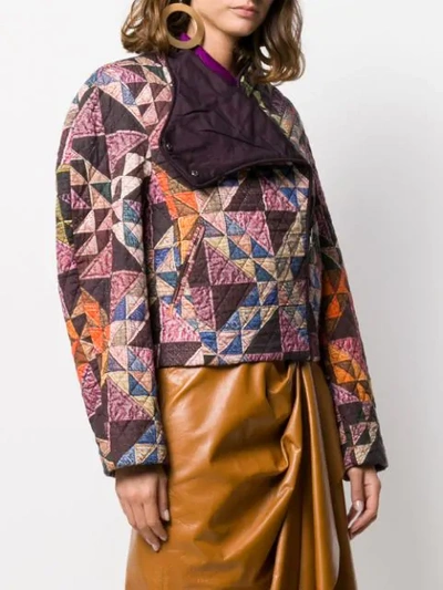 Shop Isabel Marant Patchwork Quilted Jacket In Violet/86vi