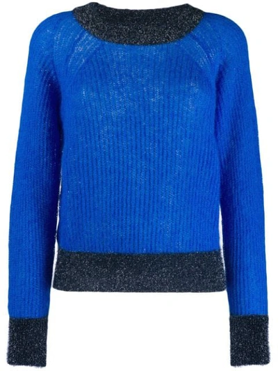 Shop Pinko Ribbed Sweatshirt - Blue