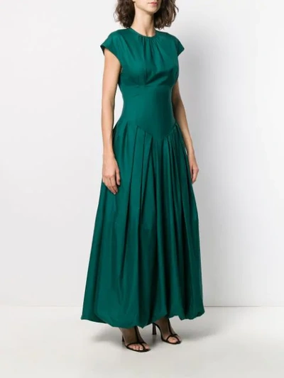 Shop Khaite Long Pleated Dress In Green