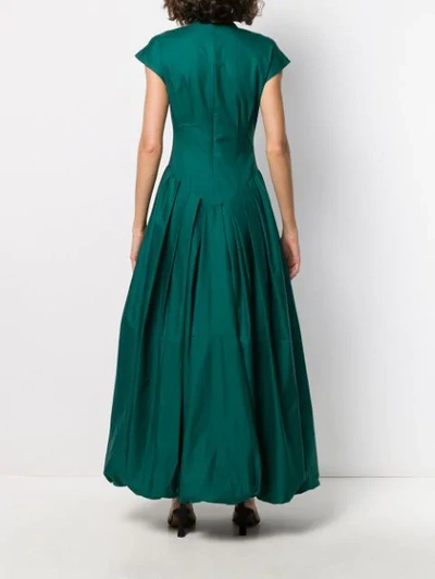 Shop Khaite Long Pleated Dress In Green