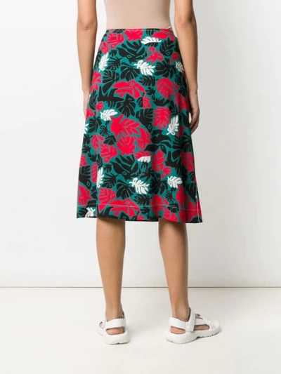 Shop Marni Botanical-print A-line Skirt In Green