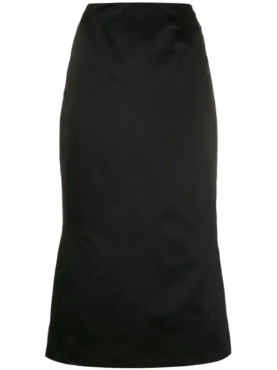 Shop Olivier Theyskens Back Slit Fitted Skirt In Black