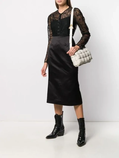 Shop Olivier Theyskens Back Slit Fitted Skirt In Black