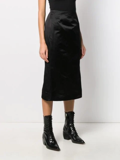 Shop Olivier Theyskens Back Slit Fitted Skirt In Black