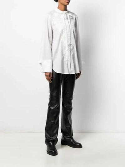 Shop Ann Demeulemeester Embroidered Floral Blouse In White