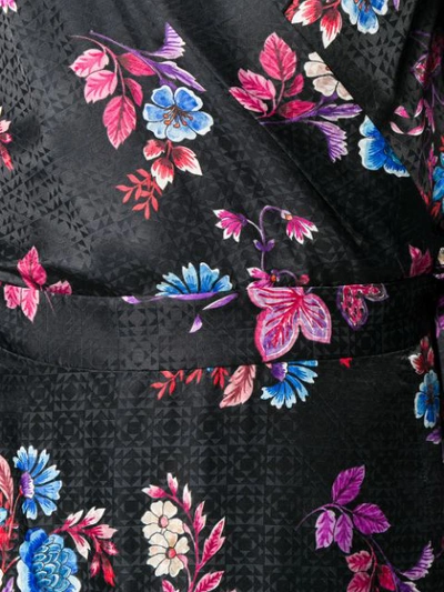 Shop Pinko Floral Print Wrap Dress In Black
