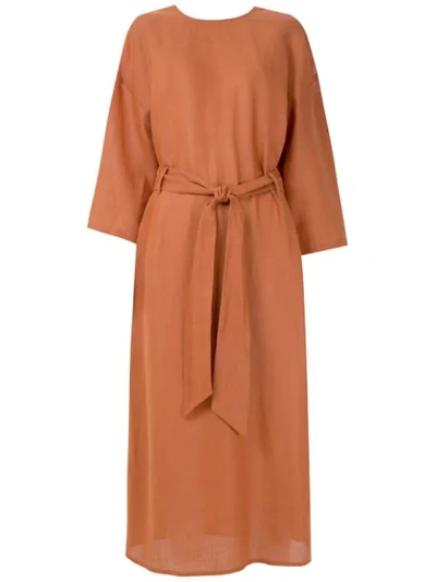 Shop Andrea Marques Belted Relaxed Fit Dress In Brown