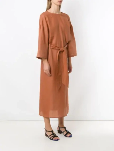 Shop Andrea Marques Belted Relaxed Fit Dress In Brown